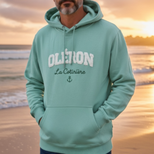 Sweat OLERON broderie patch vert d'eau