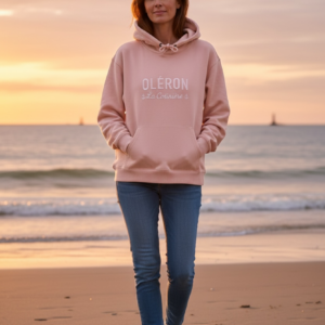 Sweat adulte capuche rose Oléron