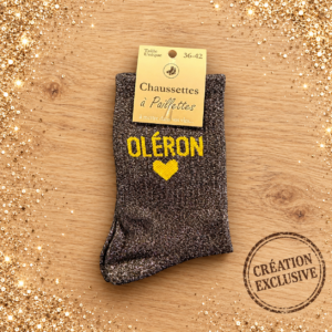 Chaussettes à paillettes OLERON Noir et Or