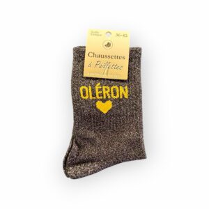 Chaussettes à paillettes OLERON Noir et Or
