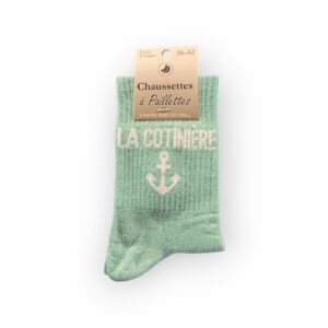 Chaussettes à paillettes LA COTINIERE vert d'eau