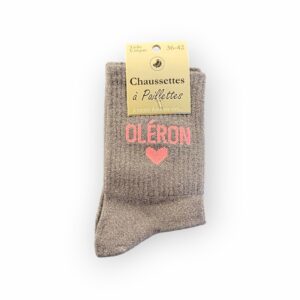 Chaussettes à paillettes OLERON Gris et Rose